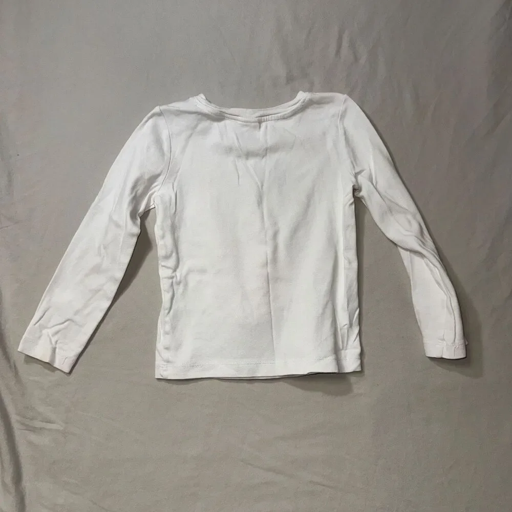 Gymboree Masquerade Mask Shirt Girl's 5 Long Sleeve White Casual Tee Top Glitter